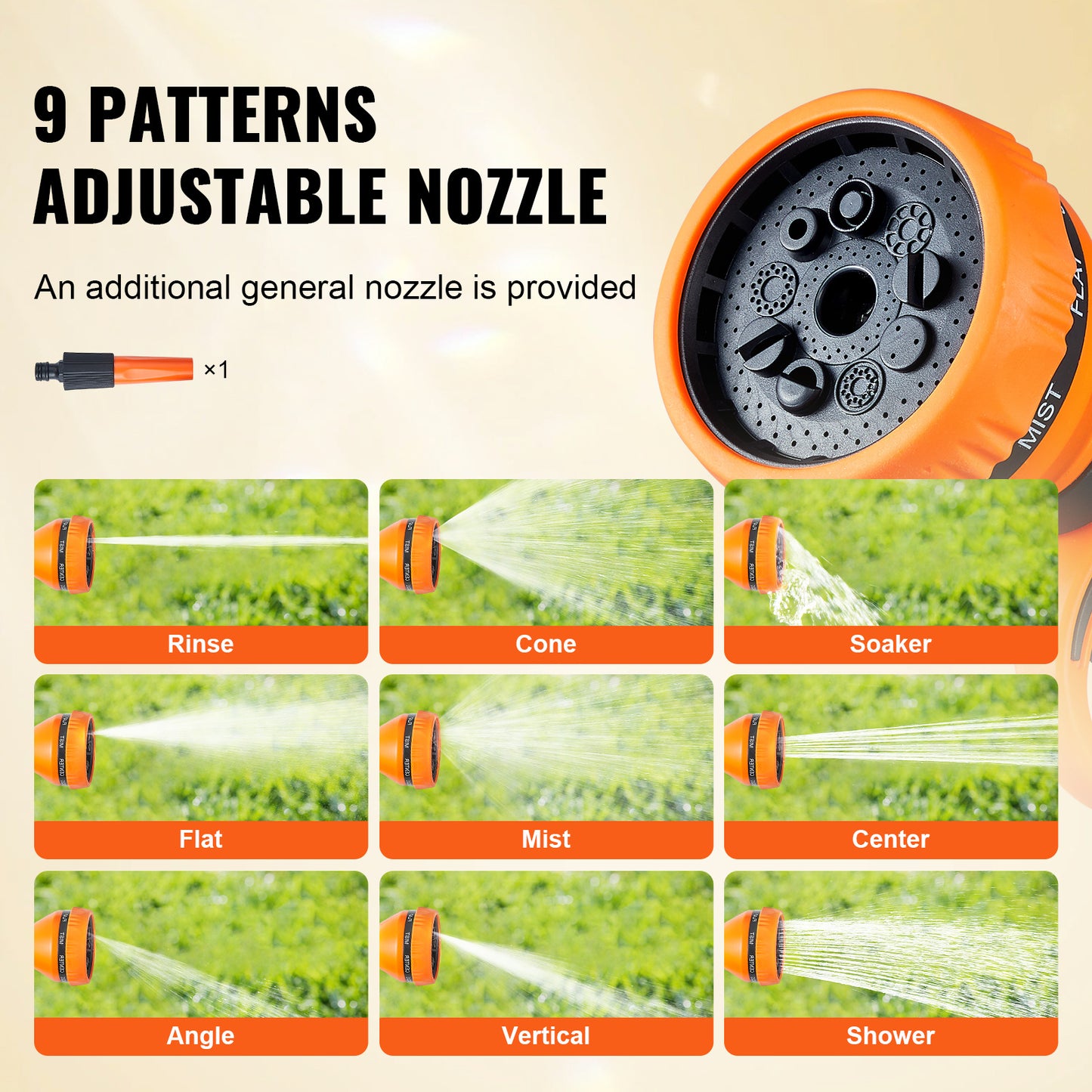 Retractable Hose Reel Wall Mounted 180° Swivel - Auto Rewind Garden Water Hose Reel 65 to 130 Ft with 9-Pattern Nozzle, Locking System & All-Weather Shell for Lawn, Car Wash & Pet Cleaning
