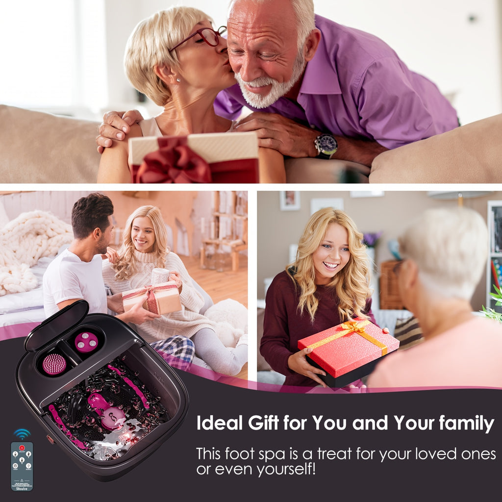 Remote Temperature Control Collapsible Foot Spa. Foot Bath with Heat, Bubble And Massager, Foot Spa Tub with 3 Pedicure Attachments, Foot Soak Tub with Handle. Best Gift for Women Or Mon