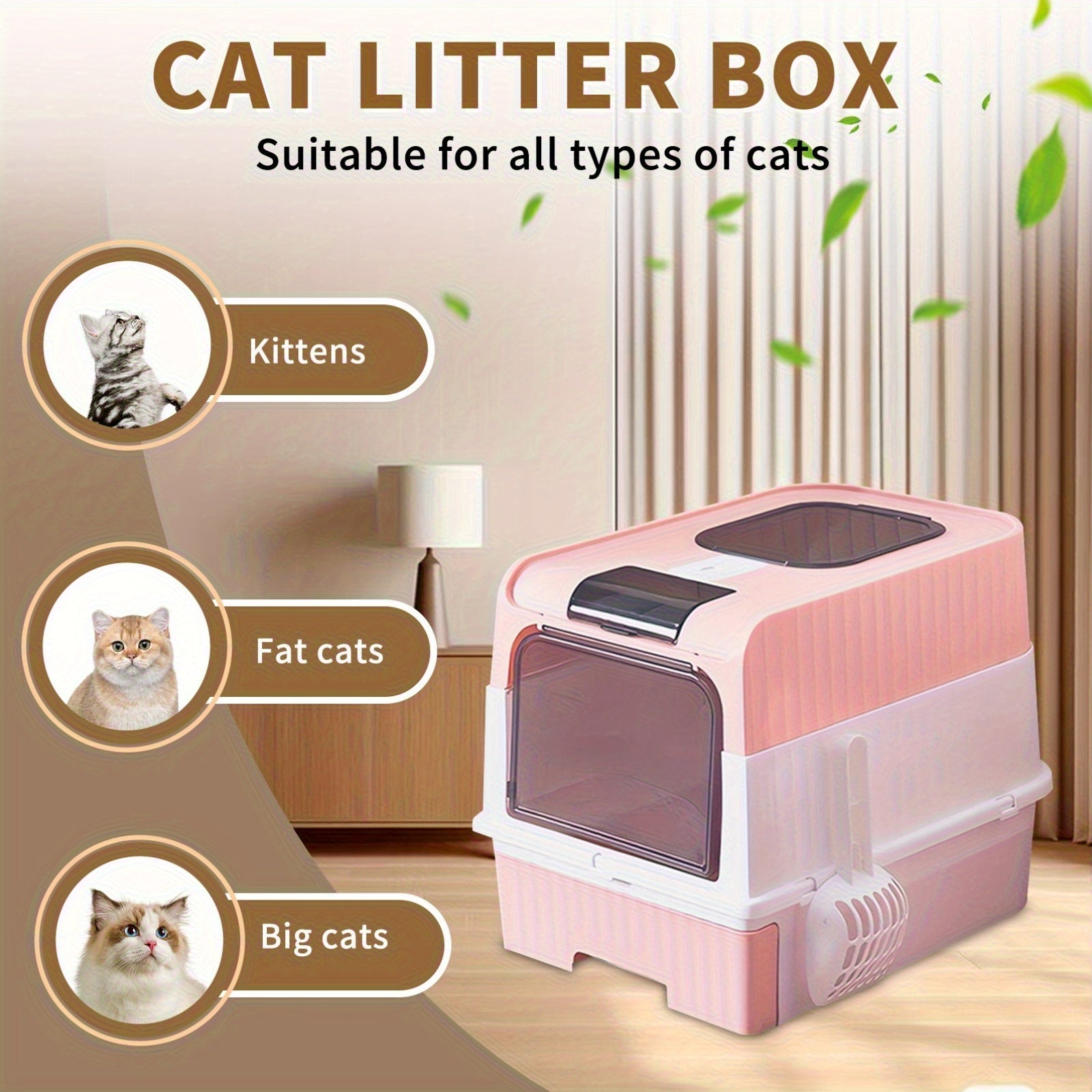 Extra Large Capacity Cat Litter Box - Easy to Clean, Anti-Odor, Leak-Proof, No Leakage, Pull-Out Design, Pet Comfortable