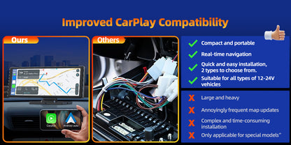 Portable Wireless CarPlay Screen for Car – 7"/9"/9.26" HD Display, Android Auto, GPS Navigation, Bluetooth, FM, AUX, AirPlay, Voice Control, Plug & Play for All Vehicles (Lamtto)