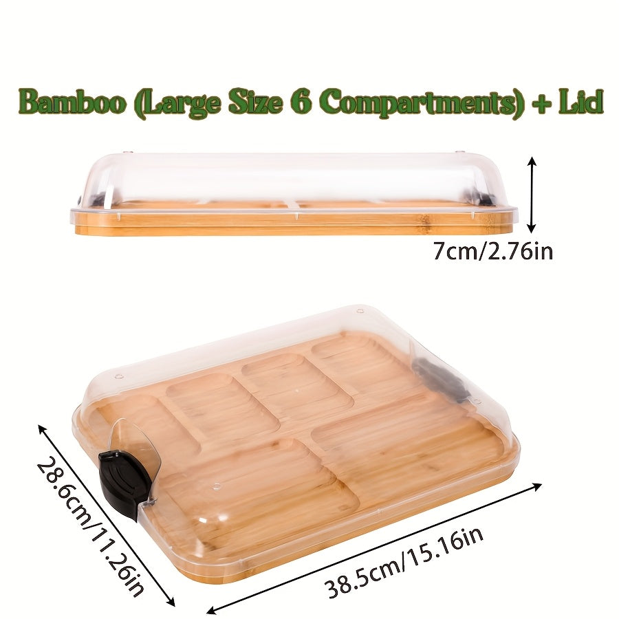 Large Bamboo Serving Tray with Lid – Charcuterie Board for Cheese, Meat, Fruit & Snacks | Holiday Food Display for Christmas, Thanksgiving & Entertaining | Eco-Friendly Decorative Food Board | ShopVora CA