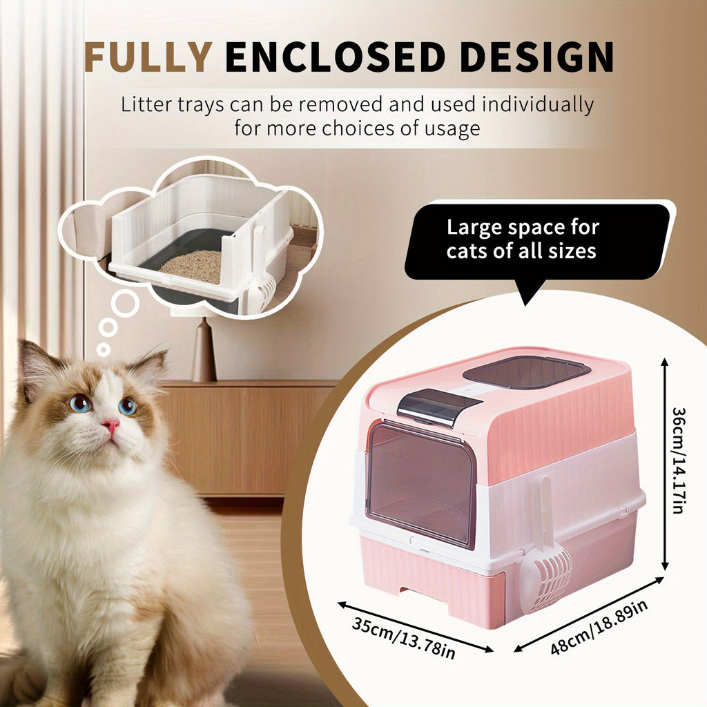 Extra Large Capacity Cat Litter Box - Easy to Clean, Anti-Odor, Leak-Proof, No Leakage, Pull-Out Design, Pet Comfortable