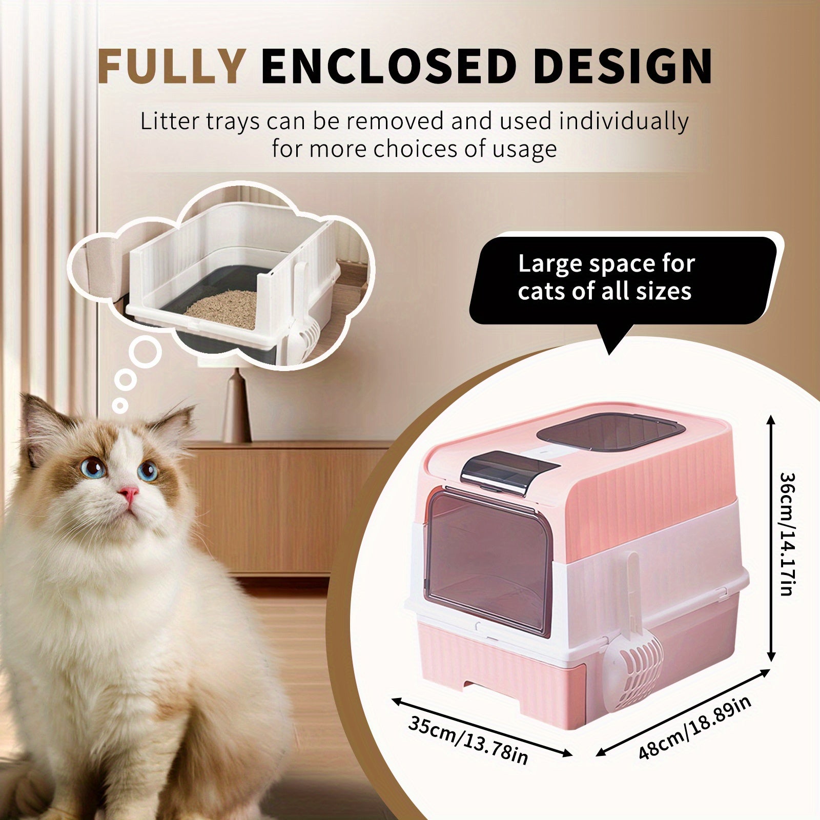 Extra Large Capacity Cat Litter Box - Easy to Clean, Anti-Odor, Leak-Proof, No Leakage, Pull-Out Design, Pet Comfortable
