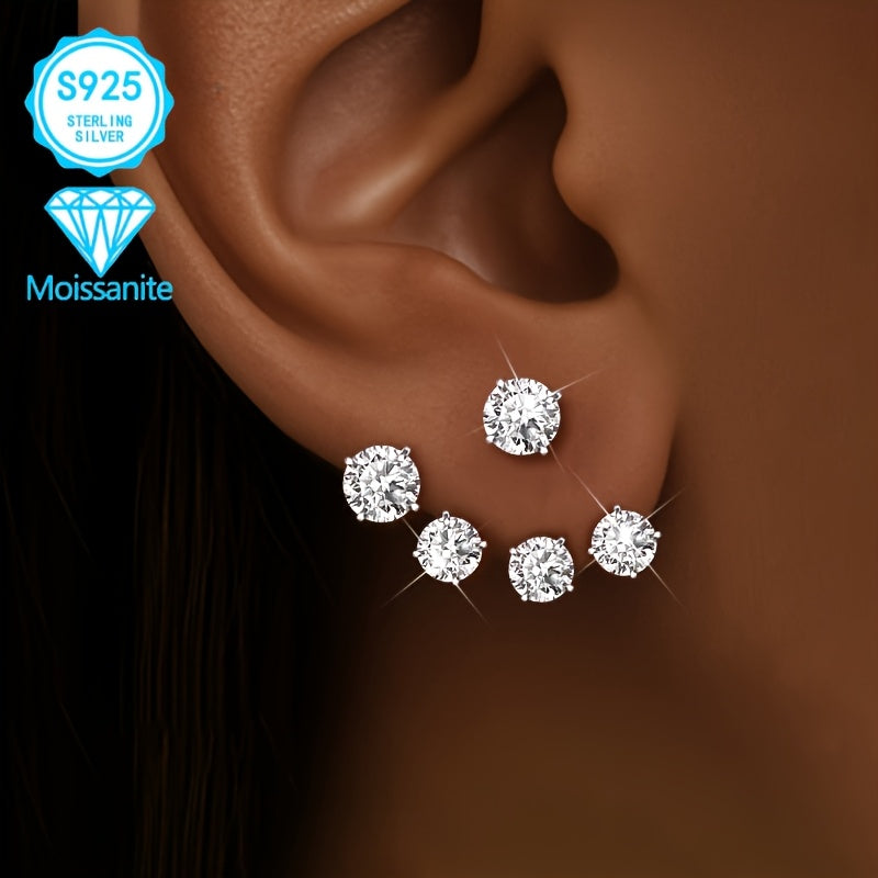925 Sterling Silver Moissanite Earrings for Women – Hypoallergenic Nickel-Free Colorful Dazzling Stud Earrings, Unique Design for Party & Daily Wear, Holiday Gift for Her
