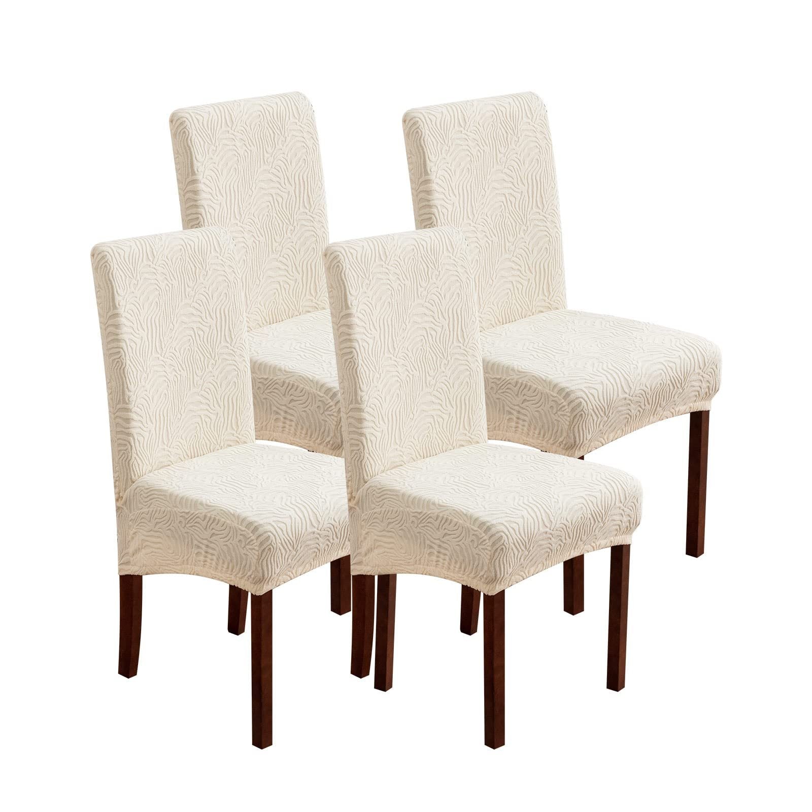 4/6pcs Waterproof Chair Covers for Dining Room, Stretch Jacquard Dining Chair Slipcovers Removable Washable Chair Protector for Kitchen, Hotel, Restaurant