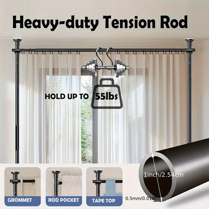 Tension Curtain Rod Floor to Ceiling No Drill – Adjustable Heavy Duty Freestanding Room Divider, 28-139" Wide 48-120" High, 55lb Capacity, Black & White | Canada