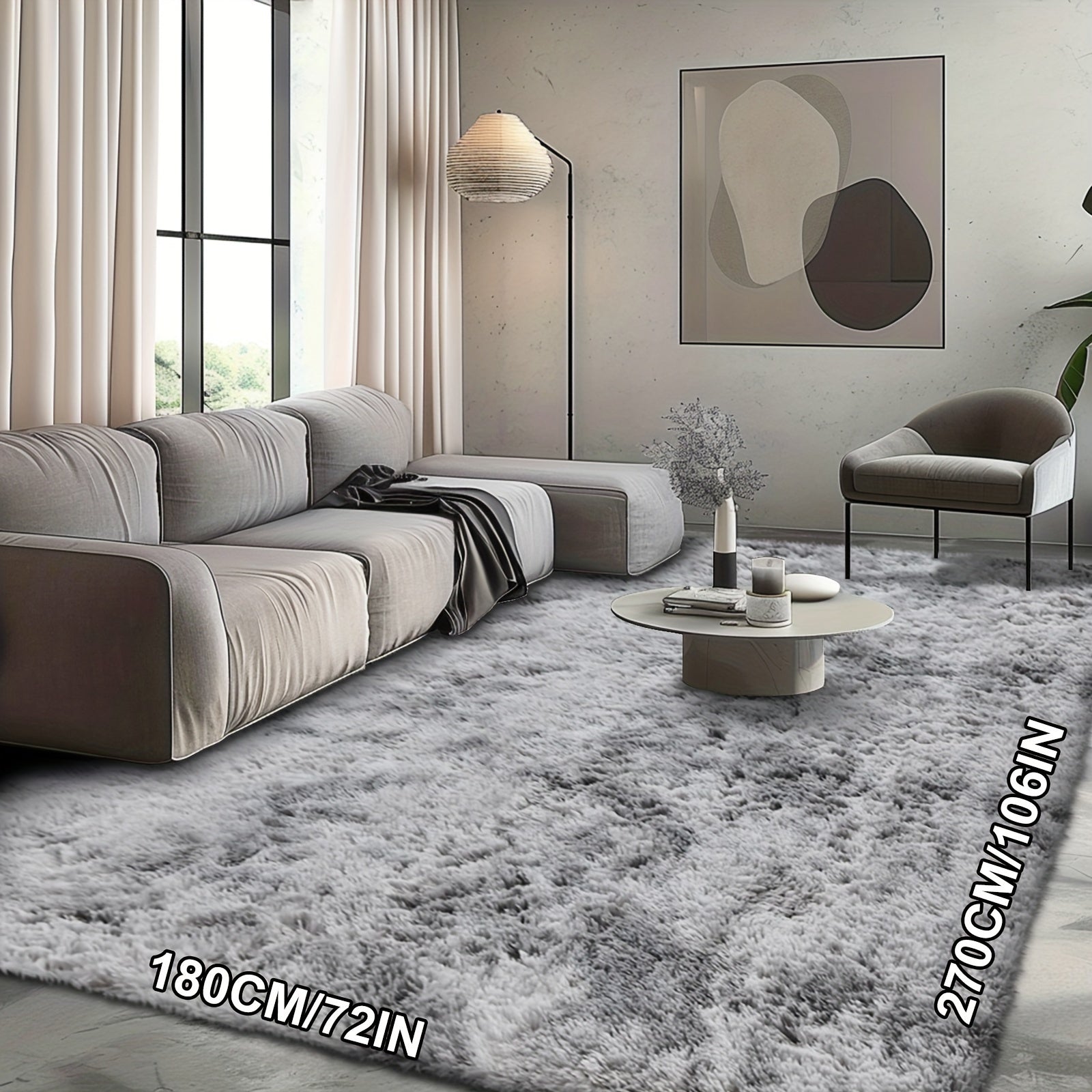 Fluffy Soft Area Rug – Luxury Non-Slip Indoor Carpet for Living Room, Bedroom & Home Decoration, Ultra-Plush Floor Rug, 7 Colours & 5 Sizes, Tie-Dye Black White Navy Blue Grey