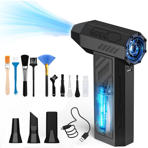 Cordless Electric Air Duster 130000 RPM Turbo Blower, 4000mAh Rechargeable Battery, 4-Gear Adjustable Handheld Compressed Air Blower for Car, Keyboard, Outdoor & Camping
