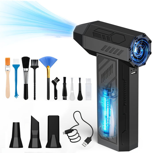 Compressed Air Duster Collector 130000 RPM High Power Violent Fan, 4000Mah Battery Wireless Rechargeable Turbo Blower, 4-Gear Adjustable Cordless Handheld Hair Dryer, Snow Blower, Suitable for Car, Keyboard, Outdoor, Camping Tools