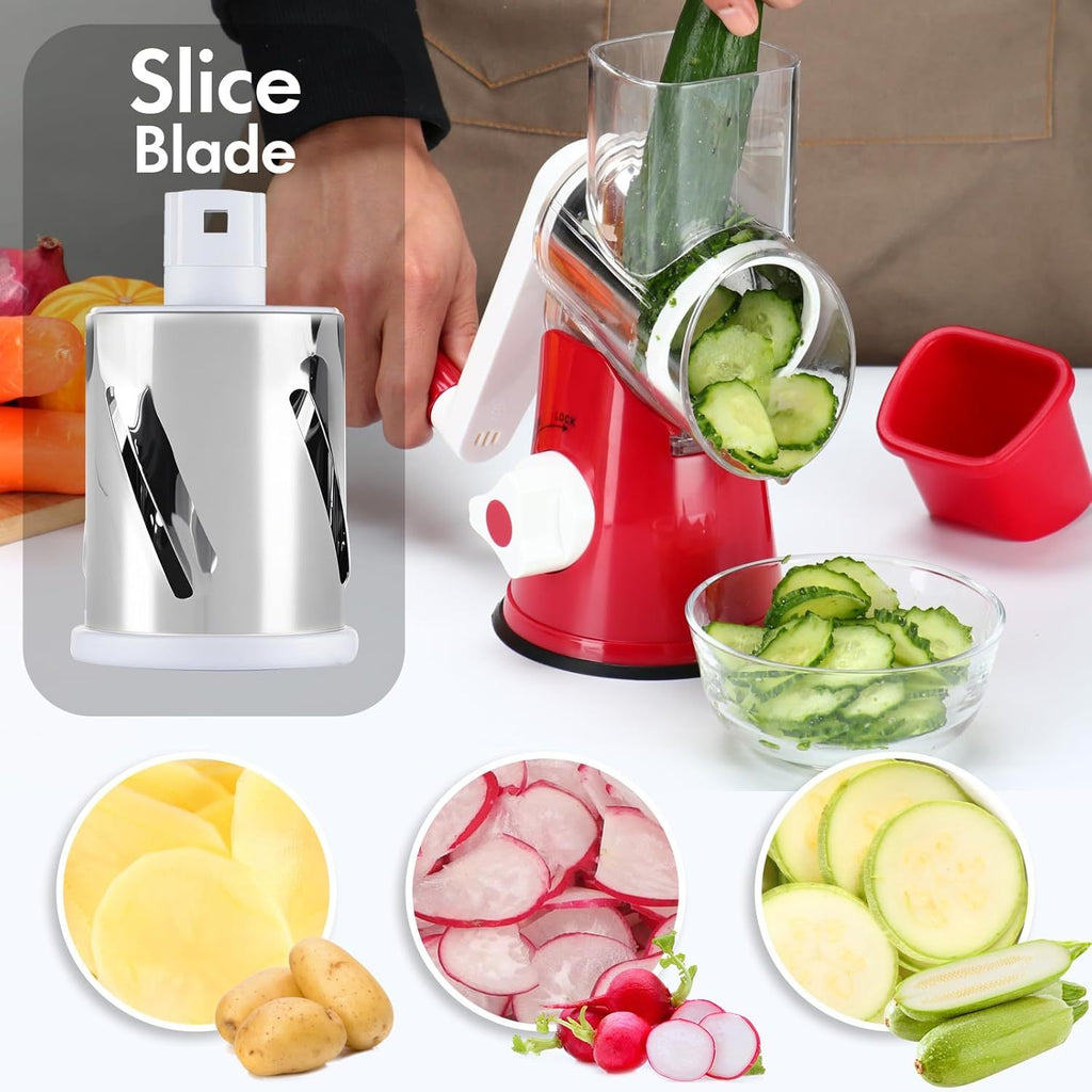 4pcs Multi Functional Hand Cranked Vegetable Cutter, Household Kitchen Manual Vegetable Machine, Slicer, Slicer, Drum Type Vegetable Cutter