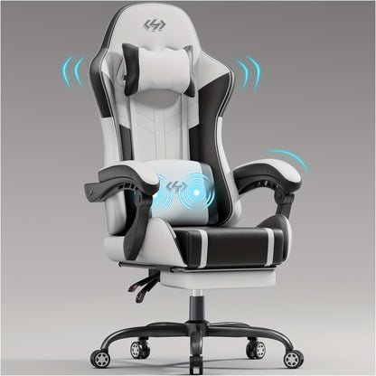 Ergonomic Gaming Chair with Pocket Spring Cushion and Massage Lumbar Support - Height Adjustable PU Leather Computer Chair, Memory Foam Headrest, Reclining Backrest, Footrest, 330 lb Capacity Canada