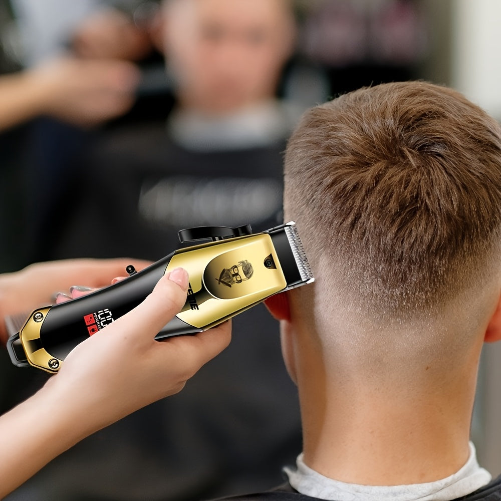 WEEME 1pc/3pcs Men's Grooming Kit, Golden Balck Hair Clippers with LCD Display, USB Rechargeable, 8 Guide Combs, Trimmer And Shaver, with Cleaning Brushes And Comb, Perfect Valentine'sGift for Men.