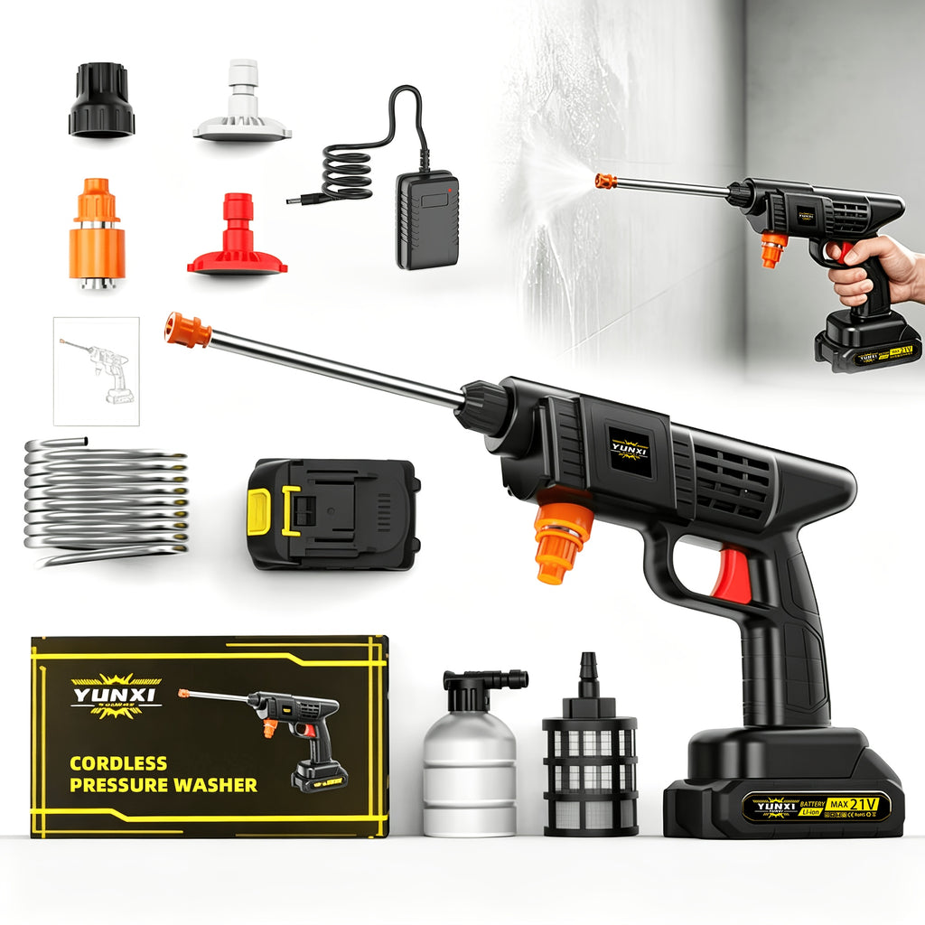 Portable Electric High-Cordless Pressure Washing Machine Gun, Pressure Washer Plug-in with Heavy-Duty Spray Gun, Compatible with Car Driveway - Heavy-Duty Pressure Washer for Outdoor/Car Cleaning, No Tank, for Car Home Garden Cleaning, Christmas Gif