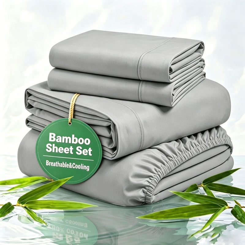 100% Bamboo Rayon Bed Sheets 3/4pcs Set with 16" Extra Deep Pockets – Soft Cooling Bedding for Hot Sleepers & Night Sweats, Twin Full Queen King Size