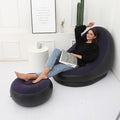 One Inflatable Recliner with Round Stool And Pump, Inflatable Patio Recliner for Indoor Living Room Bedroom, Outdoor Travel Camping Picnic Beach Recliner Lounge Recliner