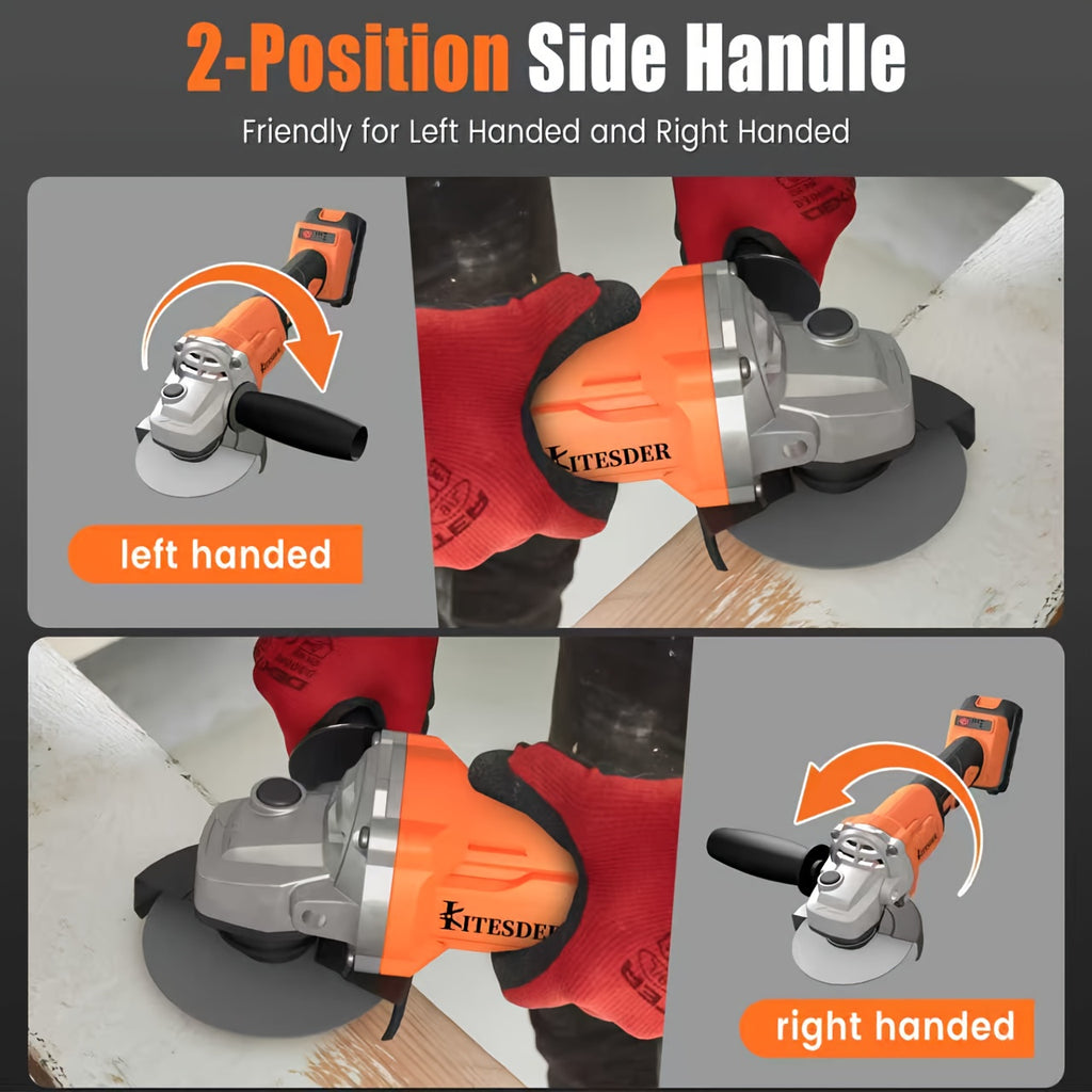 Digital Display Cordless Angle Grinder 4-1/2 Inch, Upgraded Brushless Angle Grinder, 9000/11000RPM, Variable-speed Adjustment, 20V Brushless Battery Grinder Tool with 2X 2.0Ah Batteries, for Griding, Polishing