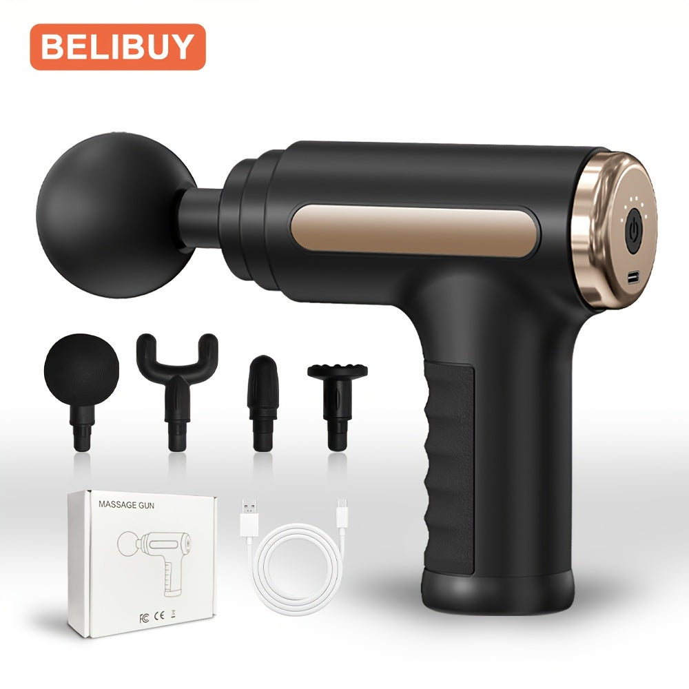 Deep Tissue Massage Gun 10 Speed – USB Rechargeable Handheld Tapping Massager with 4 Massage Heads, Portable for Travel Home Gym, Electric Body Muscle Relaxer Fitness Gift | ShopVora CA
