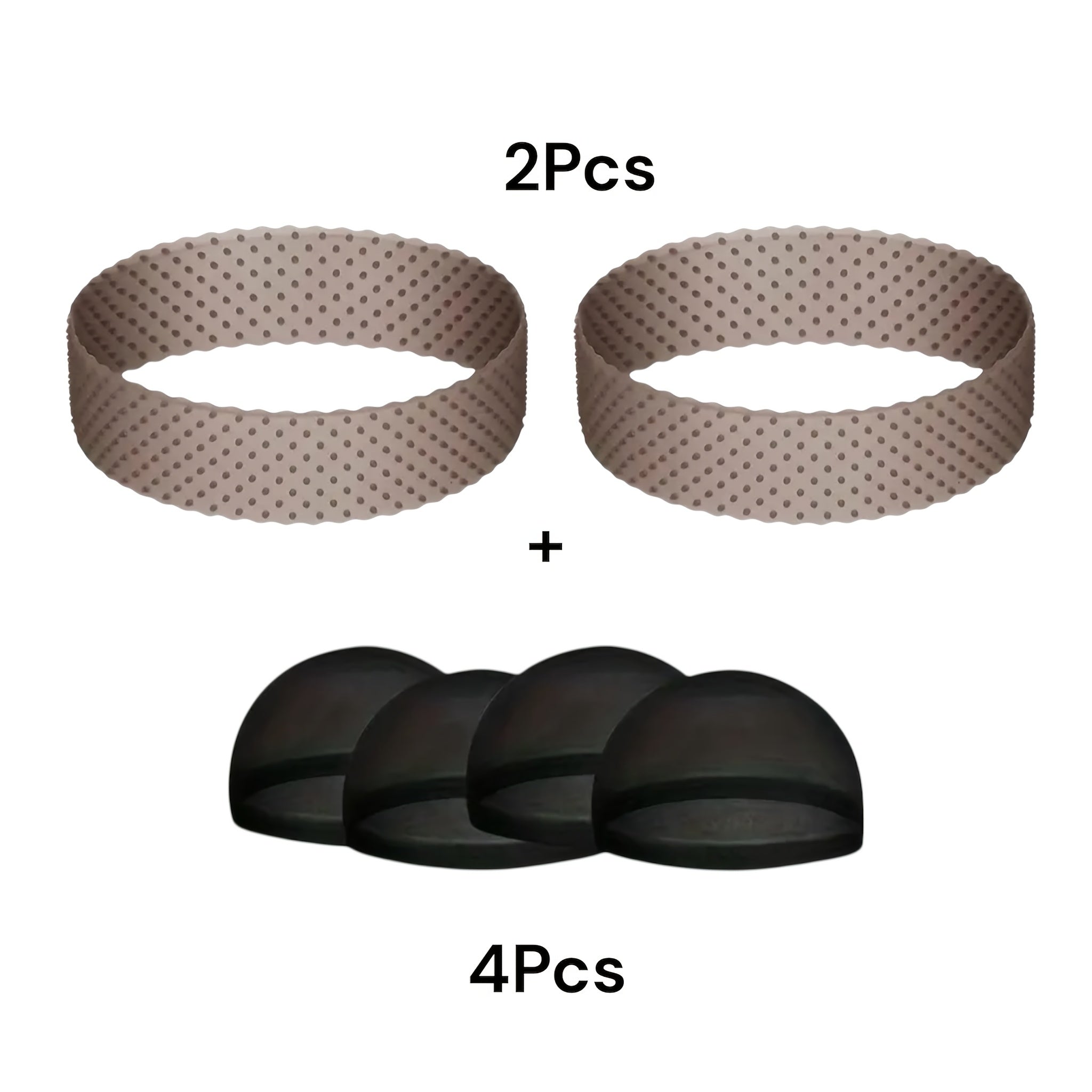 Silicone Wig Band & HD Wig Cap Set of 6 - Anti-Slip Adjustable Headband for Lace Wigs, 2pcs Silicone Bands + 4pcs HD Wig Caps, Secure Glueless Wig Accessories for Women