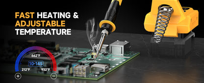 Cordless Soldering Station Compatible with Dewalt 20V Max Battery – Digital LCD Display, Fast Heating 212–932°F, Temperature Memory, for DIY, Electronics & Circuit Board Repair (Battery Not Included)