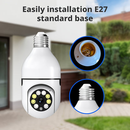 Light Bulb Security Camera 1296P 360° 2-Pack, E27 WiFi 5GHz Indoor Outdoor Surveillance Camera, Full Colour Night Vision, Motion Detection, APP Control – Wireless Home Security Cam for Canadian Homes