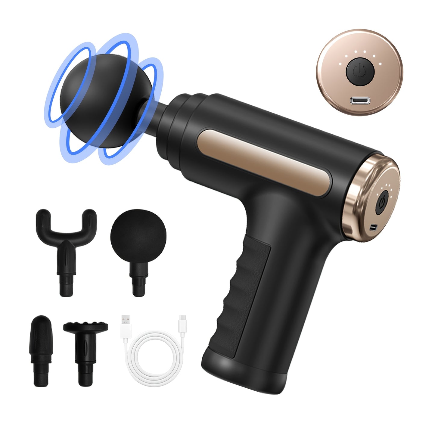 Deep Tissue Massage Gun 10 Speed – USB Rechargeable Handheld Tapping Massager with 4 Massage Heads, Portable for Travel Home Gym, Electric Body Muscle Relaxer Fitness Gift | ShopVora CA