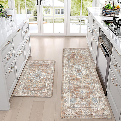 PVC Foam Cushioned Floor Mats 2pcs Non-Slip Quick-Dry – Comfort Standing Runner Rug for Kitchen Dining Room Farmhouse & Modern Home Decor