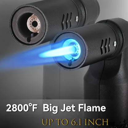 Mini Jet Flame Butane Torch 2-Pack – Refillable Adjustable Portable Blow Torch for Camping, Culinary, Soldering, Welding, Grill & BBQ | Compact Windproof Design (Fuel Not Included)