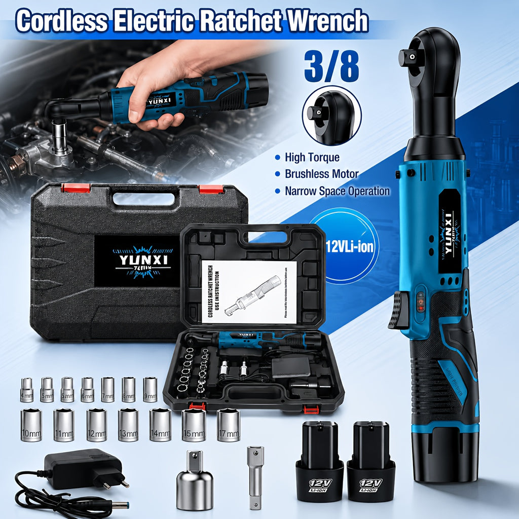 2026 New Year'S Rechargeable Electric Wrench, Nut Removal Car Repair Tool, Right Angle Wrench, Power Tool, AVN Ratchet Wrench, Cordless Electric Wrench, Household Tool, Rechargeable Lithium Battery, Excellent New Year Gift