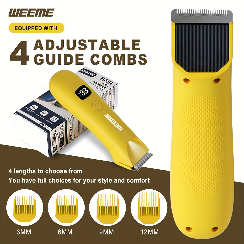 WEEME Precision LED Bikini & Body Trimmer For Men & Women - Painless Hair Removal, Skin-Friendly, USB Rechargeable, Lithium Battery, LCD Display, Perfect Father'S Day Gift For Him, Precision Trimmer| Gentle Epilator|Painless Removal