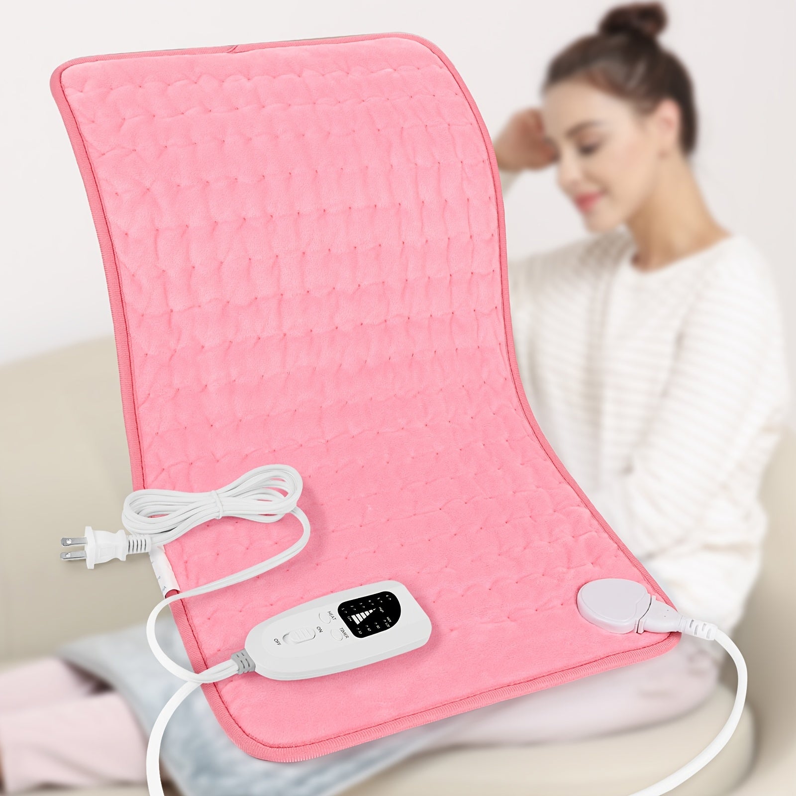XL Electric Heating Pad 24x12in – 6 Heat Levels up to 140°F, 4 Timer Settings, Machine Washable, Plush Velvet for Back Neck Shoulder Leg Knee, Gift for Parents Canada