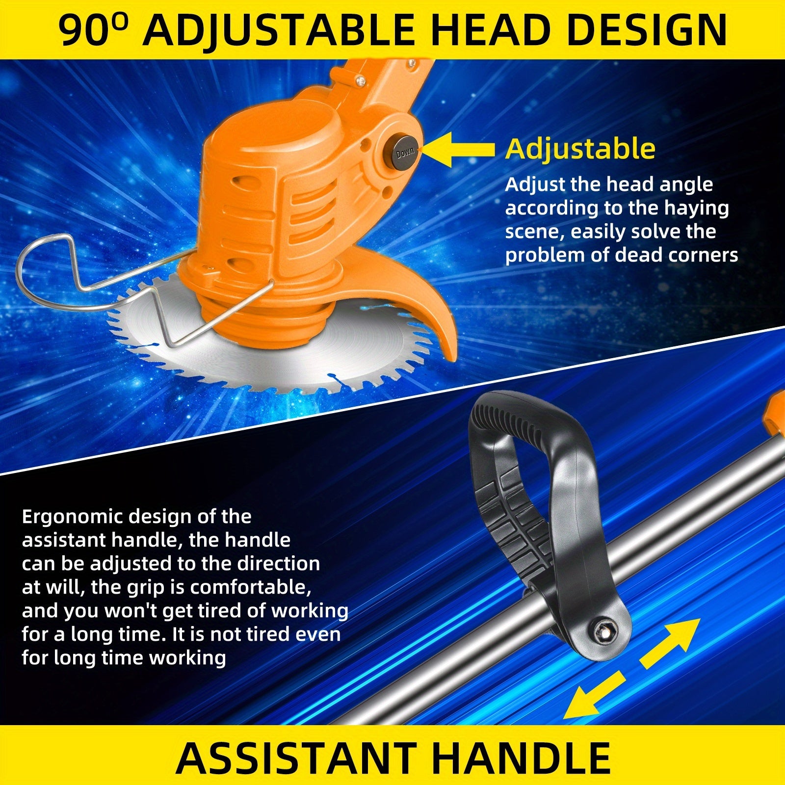 Cordless Electric Roller Lawn Trimmer with 3 Cutting Blades & Fast Charger – 1200mAh Battery Operated Weed Eater, Lightweight Portable Grass Cutter for Yard & Garden | ShopVora CA