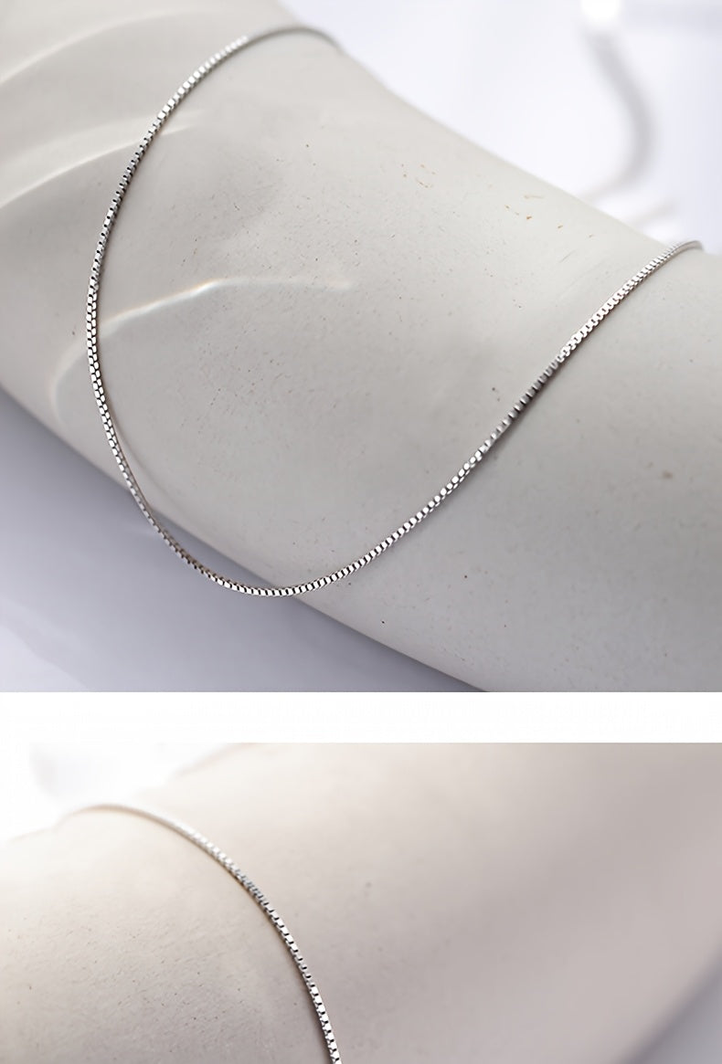 925 Sterling Silver Box Chain Necklace for Women - Hypoallergenic Minimalist Design, 16-24 Inch Adjustable Layering Necklace, Eternal Gift for Mother, Wife & Girlfriend