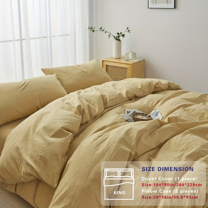 100% Washed Cotton Duvet Cover Set – Breathable, Durable & Ultra-Soft Comfy Bedding Set for All Seasons, Multiple Sizes & Colours