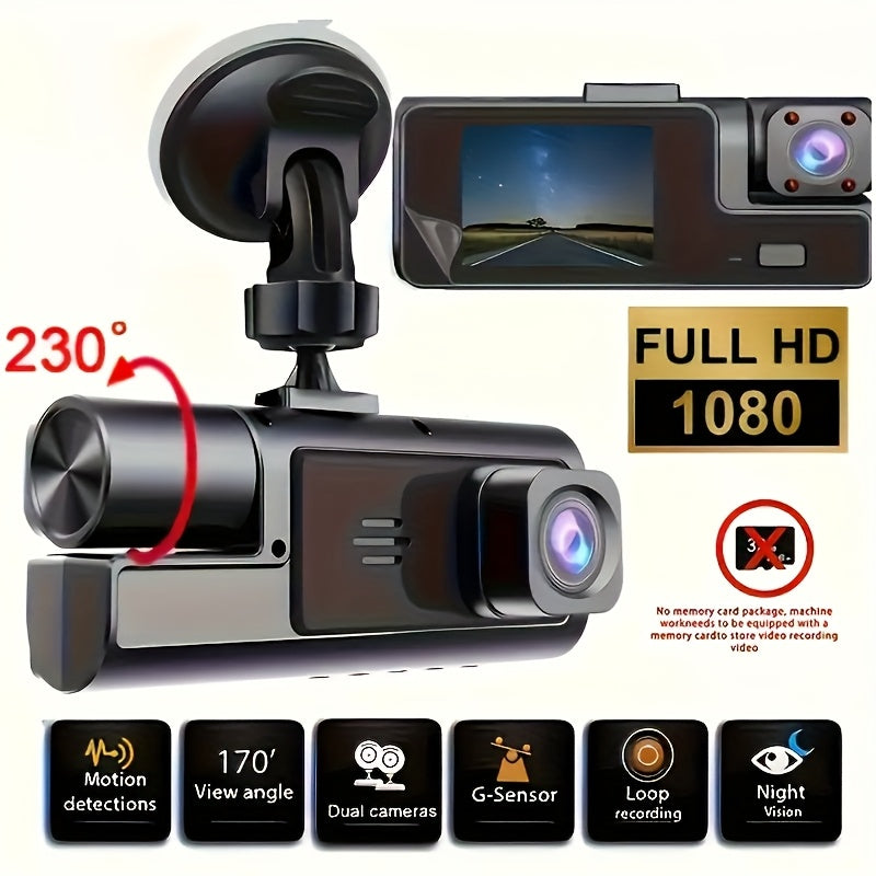 Dual Dash Cam Front 1080P And Cabin 720P, 170° Wide Angle, Night Vision, 24H Parking Monitor, G-Sensor, Loop Recording, Suction Cup Mount, Vehicle Recording, Compact Design, Reliable Recording, Longdistance Drivers, Christmas And Halloween Gift