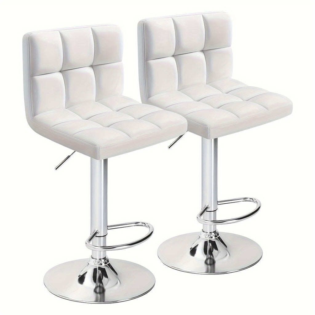 GUNJI Bar Stools Set Of 2, Modern Pu Leather Swivel Adjustable Bar Stool Square Height Stool Bar Chair for Cafe Pub Armless Kitchen Counter Dining Room