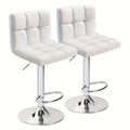 GUNJI Bar Stools Set Of 2, Modern Pu Leather Swivel Adjustable Bar Stool Square Height Stool Bar Chair for Cafe Pub Armless Kitchen Counter Dining Room