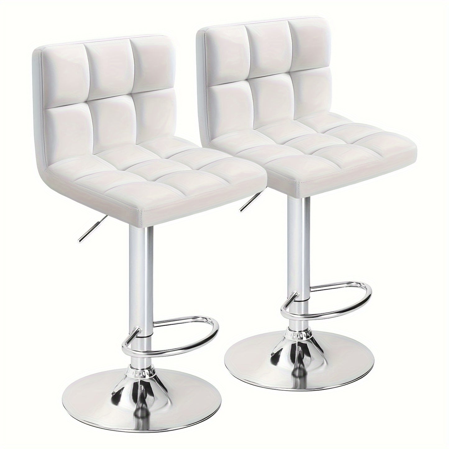 Square Seat PU Leather Bar Stools Set of 2 – Armless Swivel Adjustable Height Counter Chairs, Modern Kitchen Island & Dining Room Stools for Cafe Pub Home – GUNJI, Black White Red