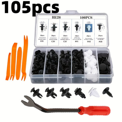 Automotive Plastic Retainer Clips Kit 105/925/1240pcs, PP Body Fastener Assortment with Gaskets Washers Cable Ties & Tools – Universal Car Body Clips for Most Vehicle Models