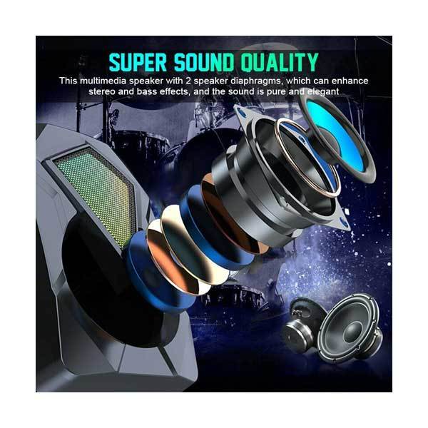 RGB LED Gaming Speaker – USB Powered Desktop Soundbar with Dynamic Lighting, Stereo Surround Sound, 3.5mm AUX Input for PC, Laptop, Monitor, Xbox, PS5, and Gaming Setups