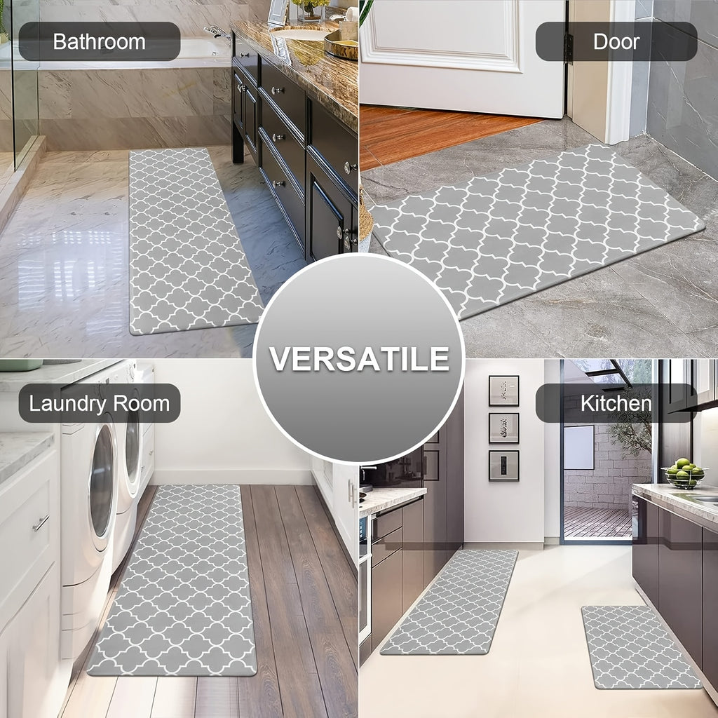 Anti Fatigue kitchen floor mat Sets 2pcs Non-Slip High Quality Kitchen Runner Mat Farmhouse Kitchen Rugs and Mats Comfort Standing Mat Cushioned Kitchen Floor Mats PVC Foam Kitchen Mats