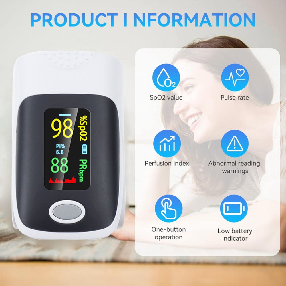 Fingertip Pulse Oximeter Blood Oxygen Saturation Monitor SpO2 Heart Rate Meter with OLED Display – Fast Reading, Portable & Accurate for Home Use