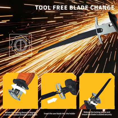 Reciprocating Saw with Battery 20V Cordless – Lightweight Handheld Power Saw for Cutting Metal, Wood, Plastic Pipes & Branches | Variable Speed, Multi-Purpose for Home Renovation & Outdoor Use