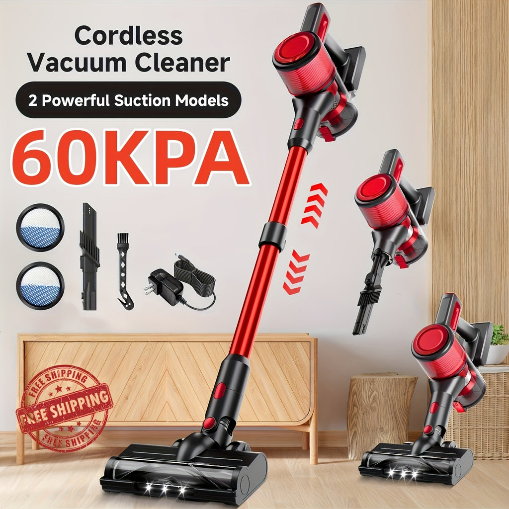 Powerful Vacuum Cleaner Max60Kpa Powerful Stick Vacuum, Rechargeable Battery, Vacuum Cleaners for Home Anti-Tangled Lightweight Handheld for Hardwood Floor, Carpets, Pet Hair Includes Corded And Cordless Vacuum Cleaners