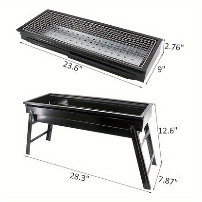 Portable Stainless Steel Charcoal Grill with Foldable Legs & Carrying Case - Heavy Duty Compact BBQ Grill for Camping, Picnic & Backyard with Fast Ignition, Polished Finish for Adults