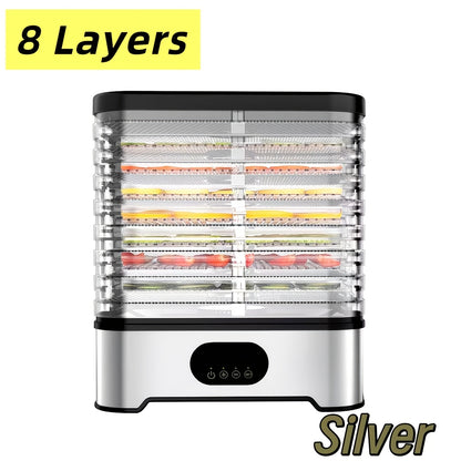 Stainless Steel Digital Food Dehydrator 5/8 Tray – Large Capacity, 72H Timer, Adjustable Temperature, Quiet Operation for Fruits, Jerky, Vegetables, Herbs & Pet Treats