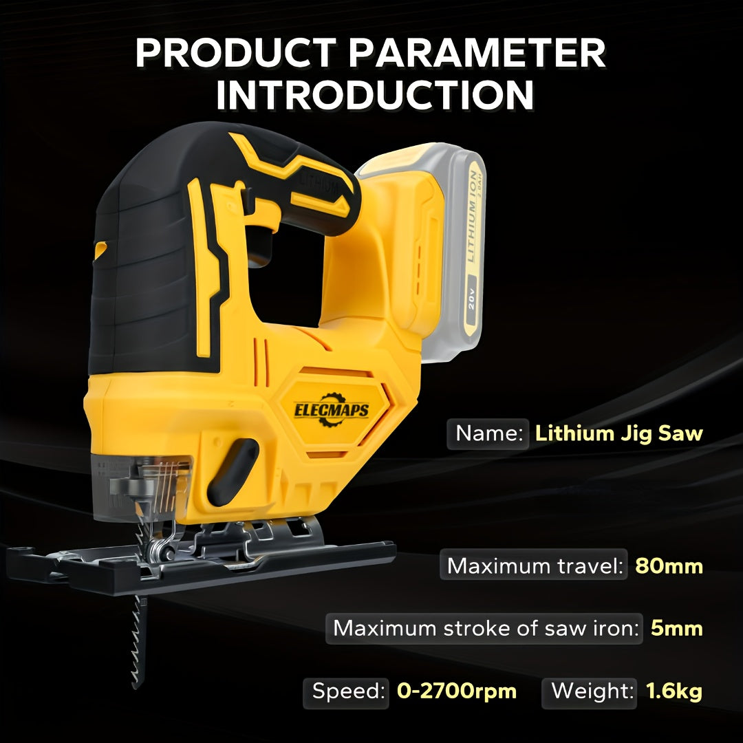 Brushless Jigsaw Tool, Cordless Jigsaw, for 20V Batteries, with LED Light, 0°-45° Bevel Cutting, 3 Track Settings for Straight/curved/bevel/circular Cutting, Suitable for Home Decoration, Best New Year's Gift, Christmas Gift.