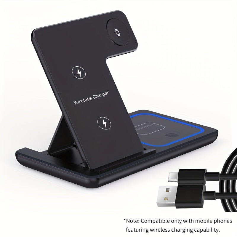 Neohost 3-in-1 Wireless Charging Station for iPhone 17 16 15 Pro Max 13 12 11 & Apple Watch Series 2-10 Ultra - Multi-Device Wireless Charger Pad, Auto Accessories Compatible