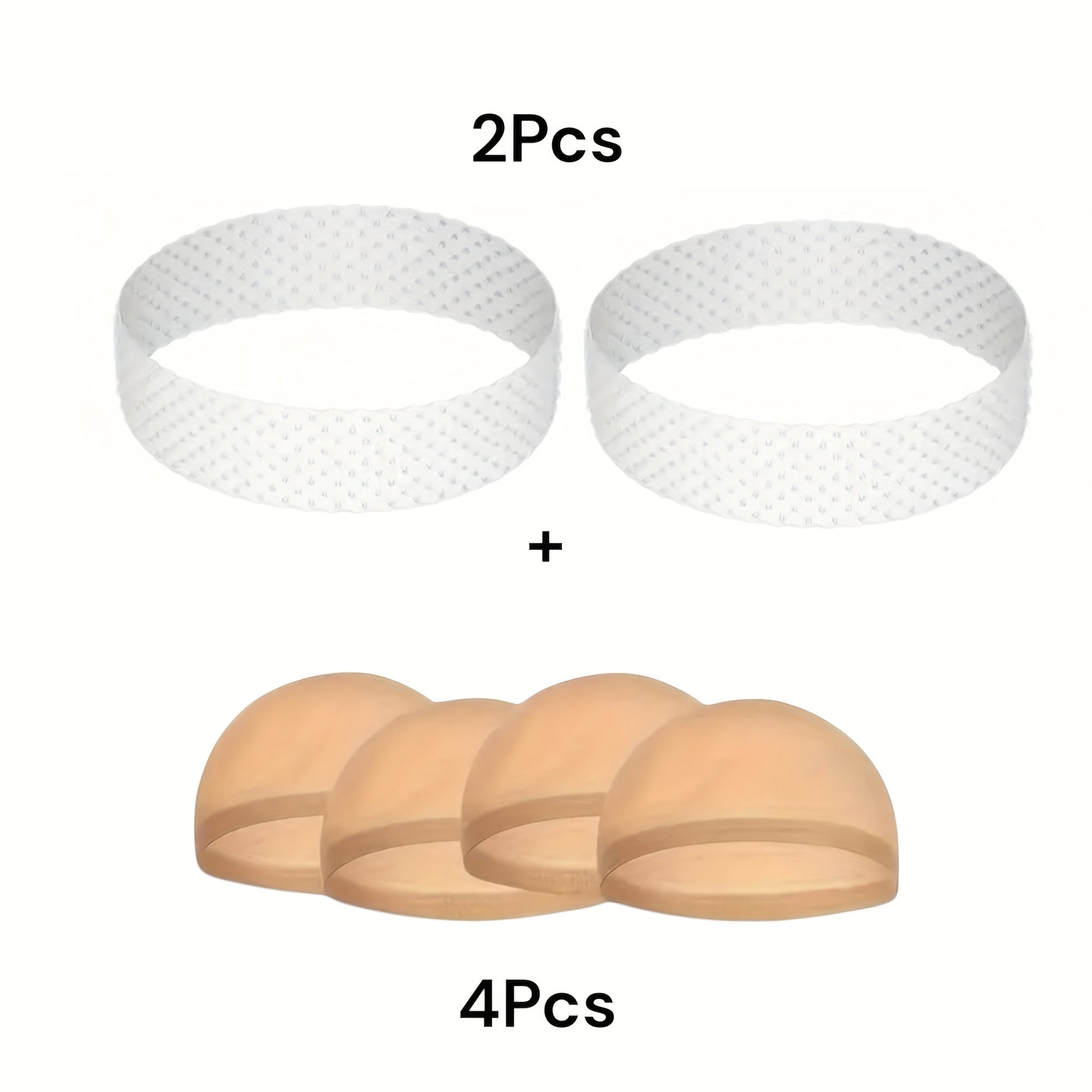Silicone Wig Band & HD Wig Cap Set of 6 - Anti-Slip Adjustable Headband for Lace Wigs, 2pcs Silicone Bands + 4pcs HD Wig Caps, Secure Glueless Wig Accessories for Women
