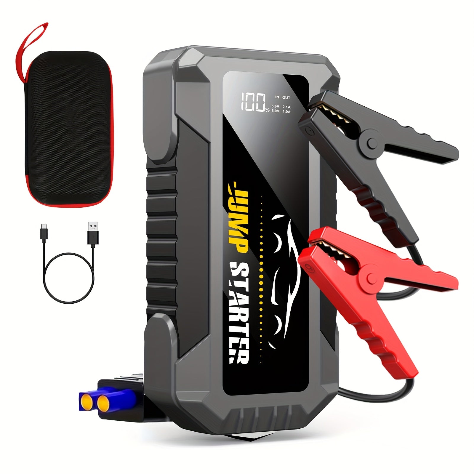 Car Jump Starter 3000A Peak 29800mAh 8-in-1 Portable Battery Booster Pack, Starts 10L Gas 8.5L Diesel, Power Bank LED Torch Safety Hammer Compass – 12V Emergency Jump Box
