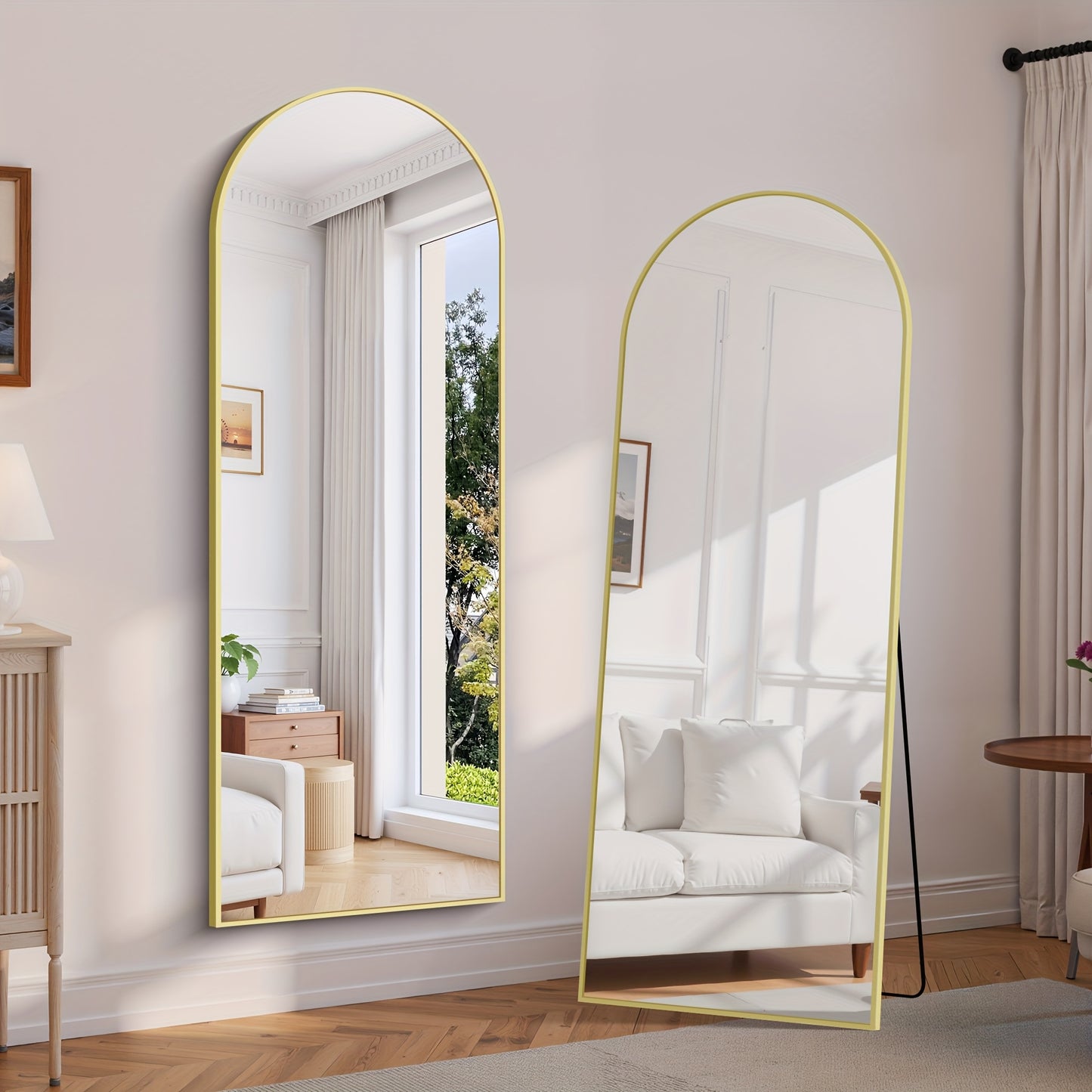 Arched Full Length Mirror 71"x26" with Stand, Freestanding & Wall-Mounted Floor Mirror for Bedroom, Living Room & Entryway – Full Body Mirror